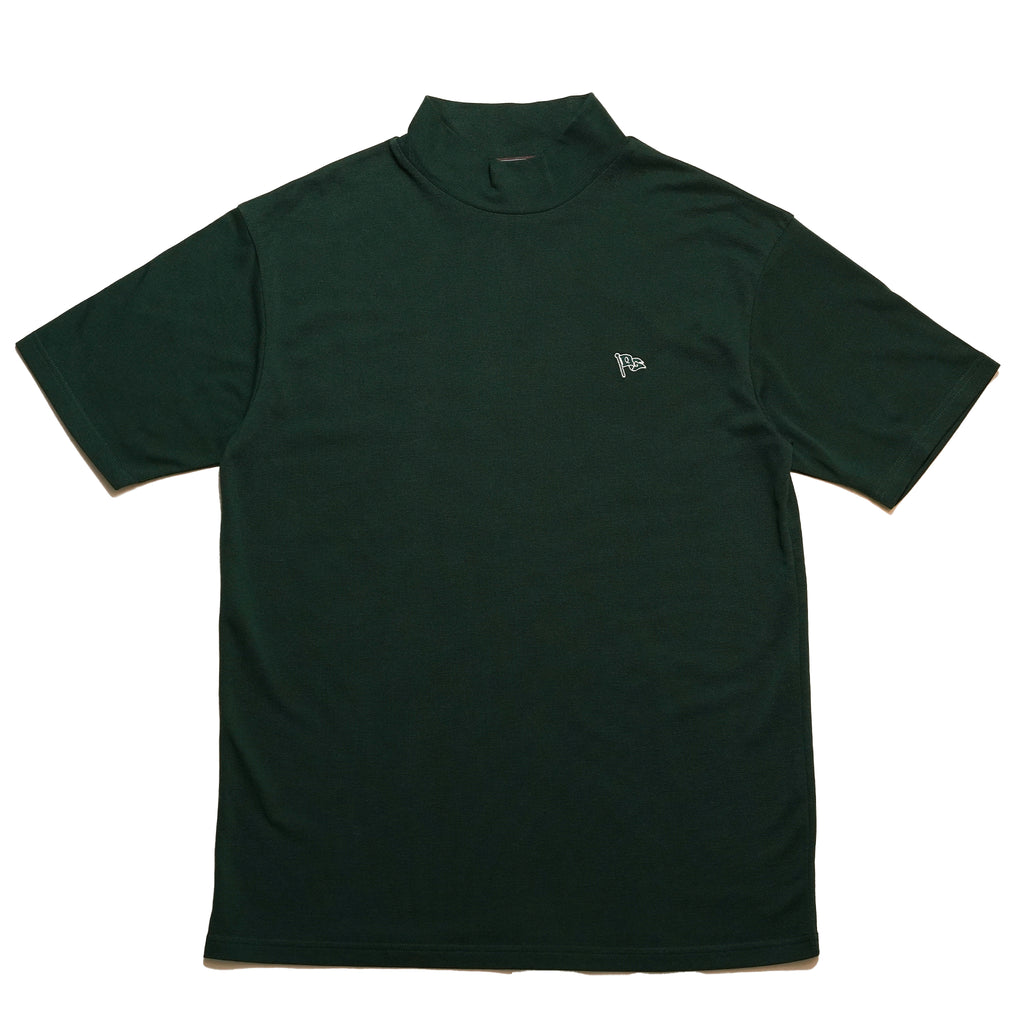 QG Flag Mock Neck T Forest Green